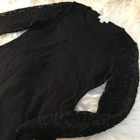 Calvin Klein Petite Lace Sleeve Sweater Dress - Picture 5 of 7